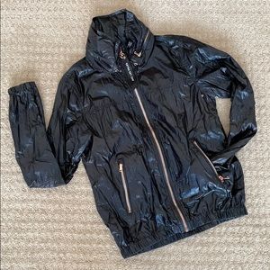 Shiny Black Windbreaker